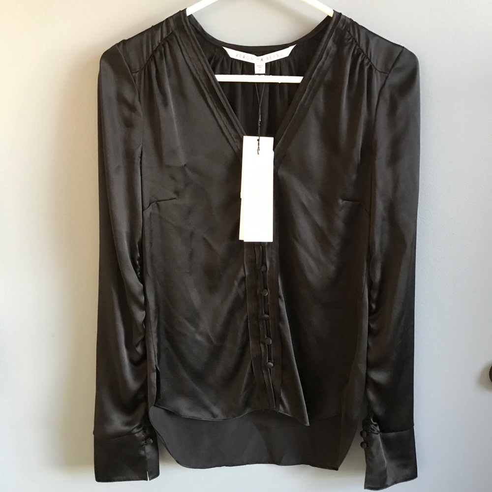 Veronica Beard ruched silk blouse (Black) NWT 00